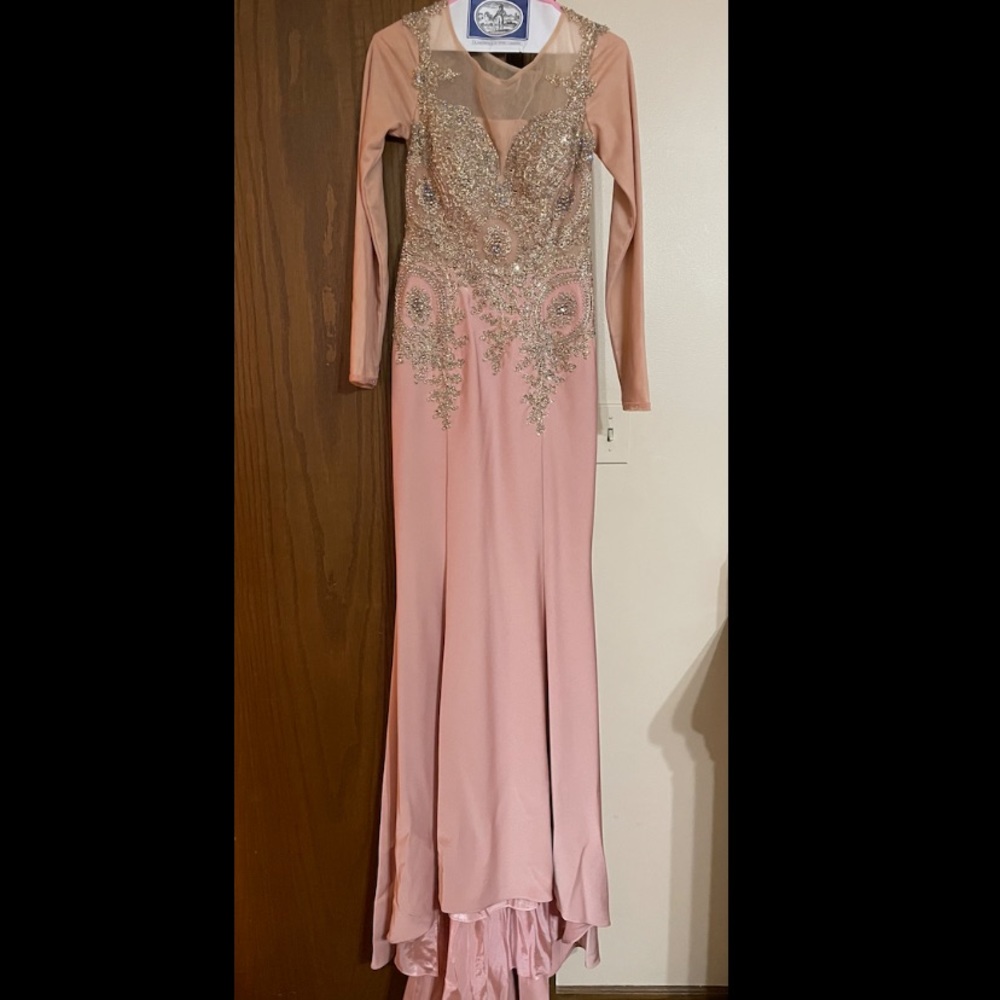 Satin pink, formal maxi dress